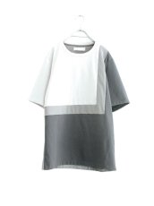 画像1: ETHOSENS / スクウェアパネル切替Tシャツ (1)
