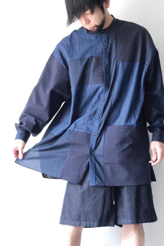 正規逆輸入品 stof 18SS STILL LIFE パッチワークシャツ ロング 