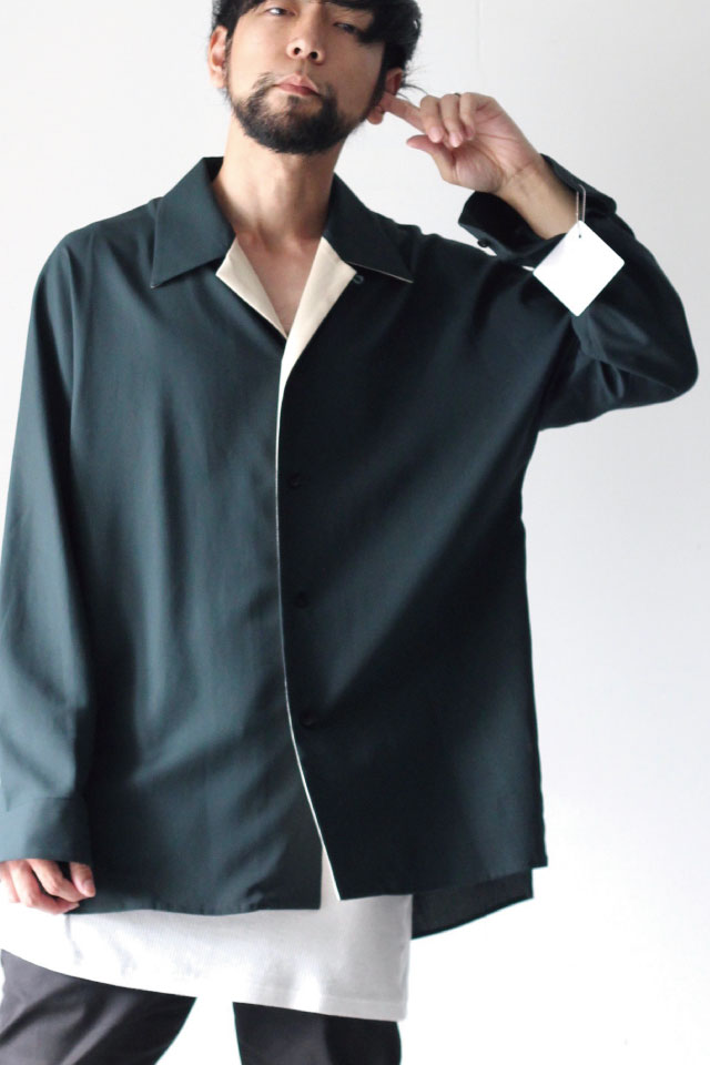 ETHOSENS(エトセンス) / TRICOTINE OPEN COLLARED SHIRT / E218-203