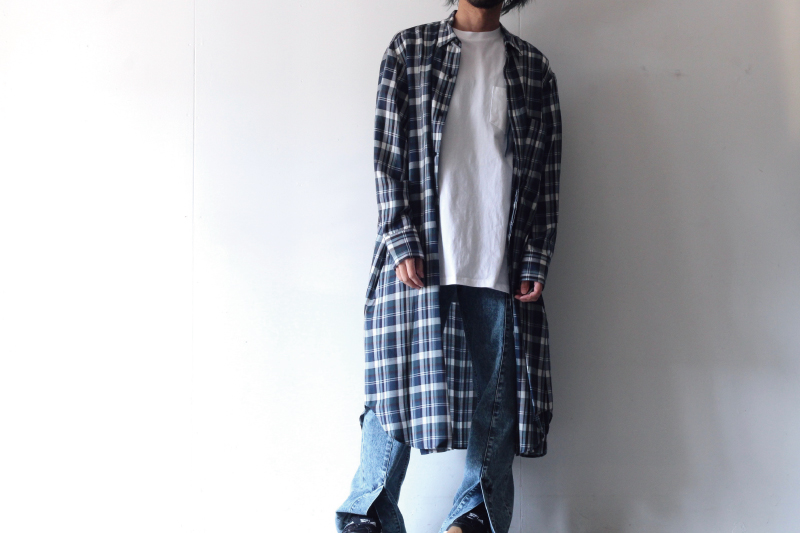 SISE(シセ) / ロングチェックシャツ:LONG CHECK SHIRT[20SS-SZ-SH-07