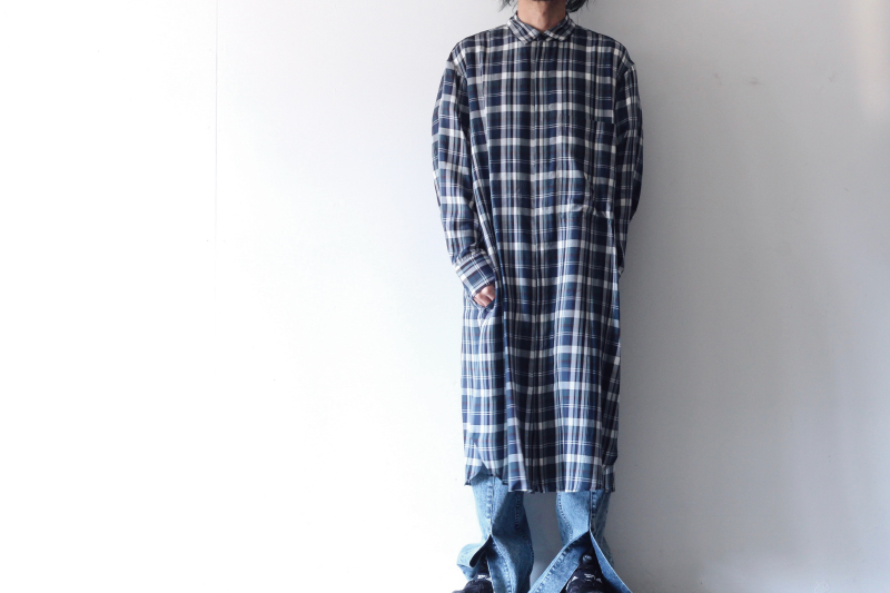 SISE(シセ) / ロングチェックシャツ:LONG CHECK SHIRT[20SS-SZ-SH-07