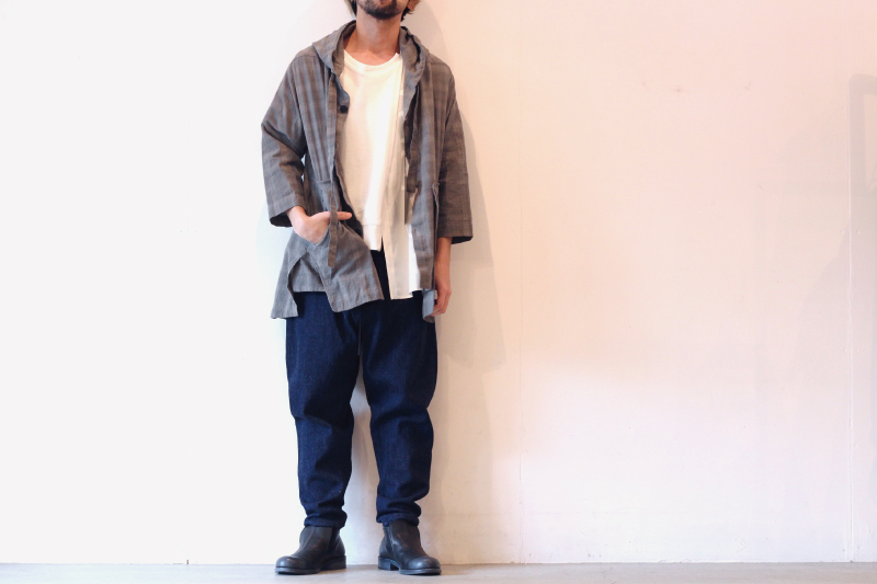 A.F ARTEFACT / チェックフーディシャツ（DYED CHECK HOODIE SHIRT