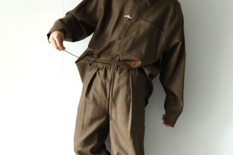 yoshio kubo GROUNDFLOOR(ヨシオクボ) /タックパンツ(CHECK TUCK PANTS 