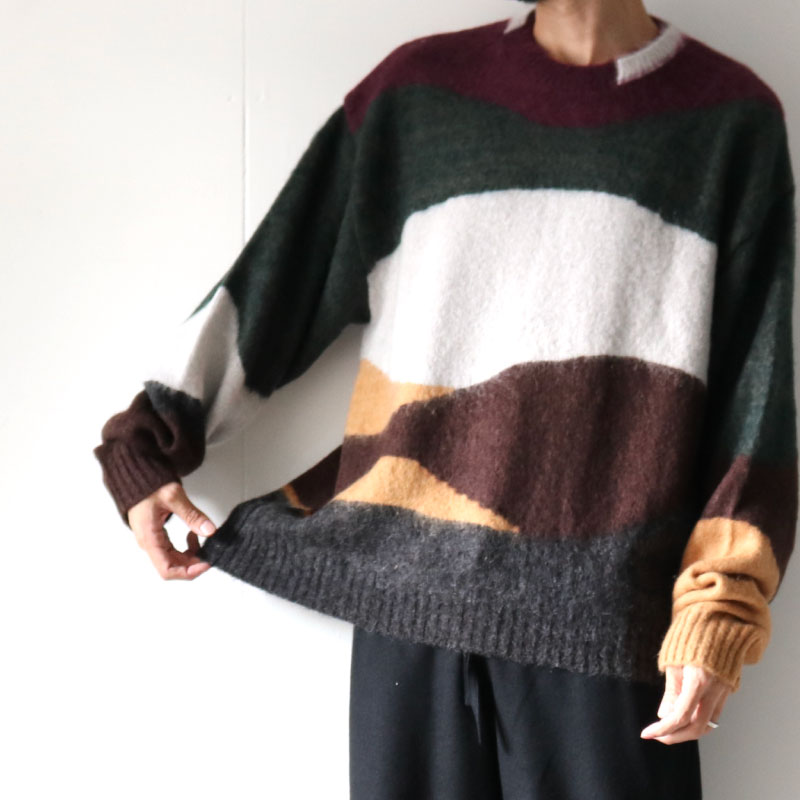 TAUPE/トープ/モヘヤインターシャクルーニット