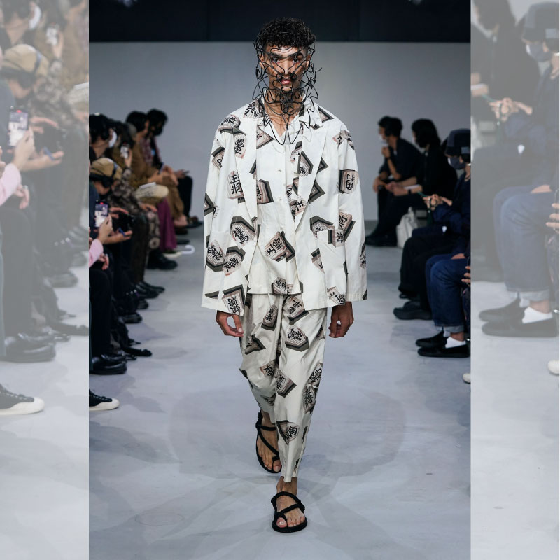 yoshio kubo(ヨシオクボ) / 総柄シャツ(SHOGI OPEN COLLAR SHIRT