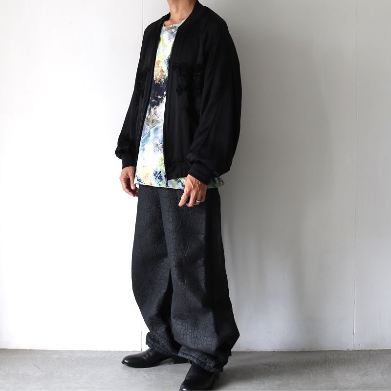 tape embroidery wide pants