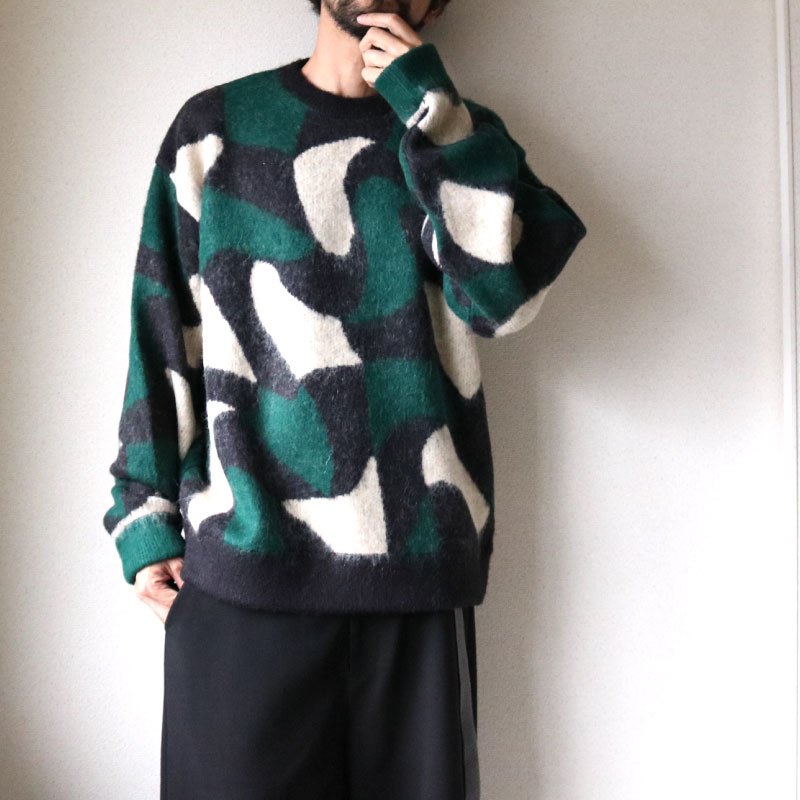 定価42900円TAUPE WAVY JQ CREW NECK KNIT